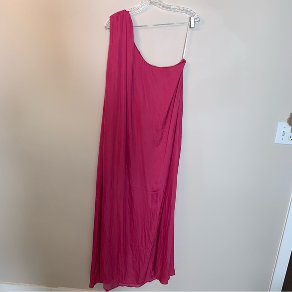 Lulu's Goddess Aura Fuchsia One-Shoulder Maxi Dress - Picture 3 of 12